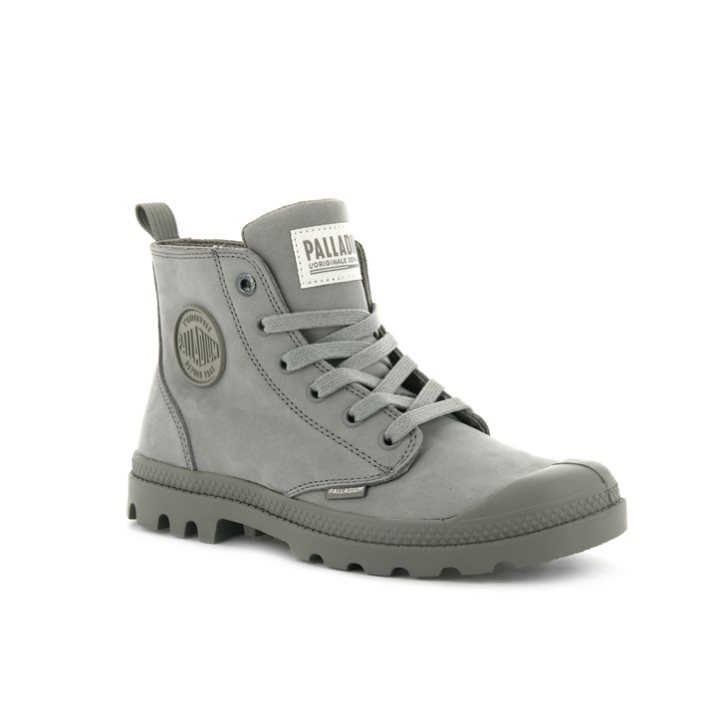 Bottes Palladium Pampa Hi Zip Nubuck Femme Grise | FR EST428N